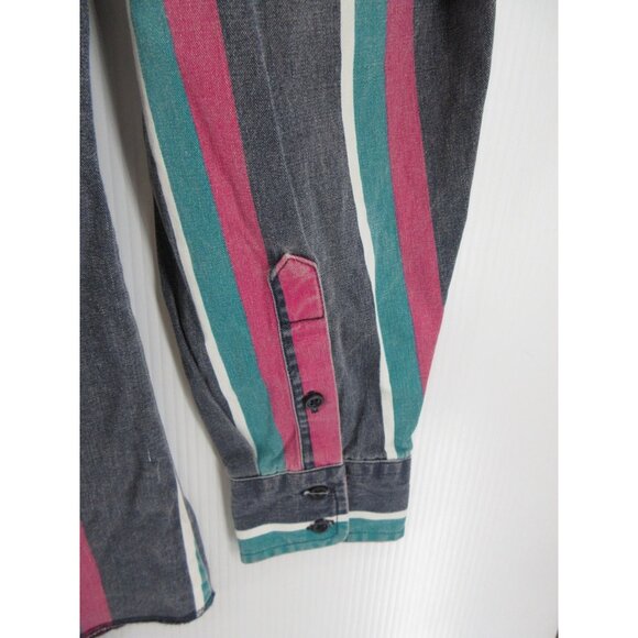 VINTAGE Wrangler Brushpopper Shirt XL Pink Western Striped Cowboy * - Picture 3 of 13
